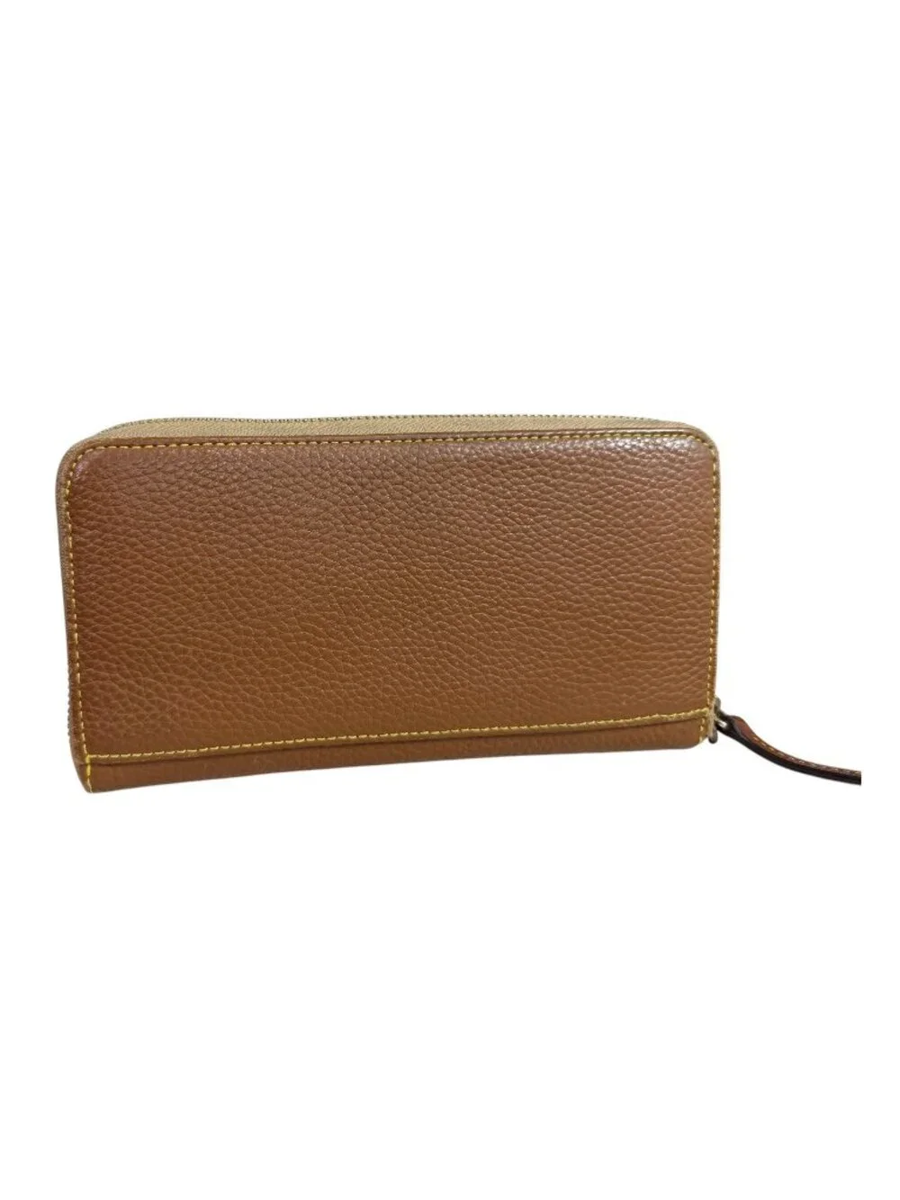 Dooney & Bourke Zip Around Large Wallet Carmel Brown Pebble Leather 8
